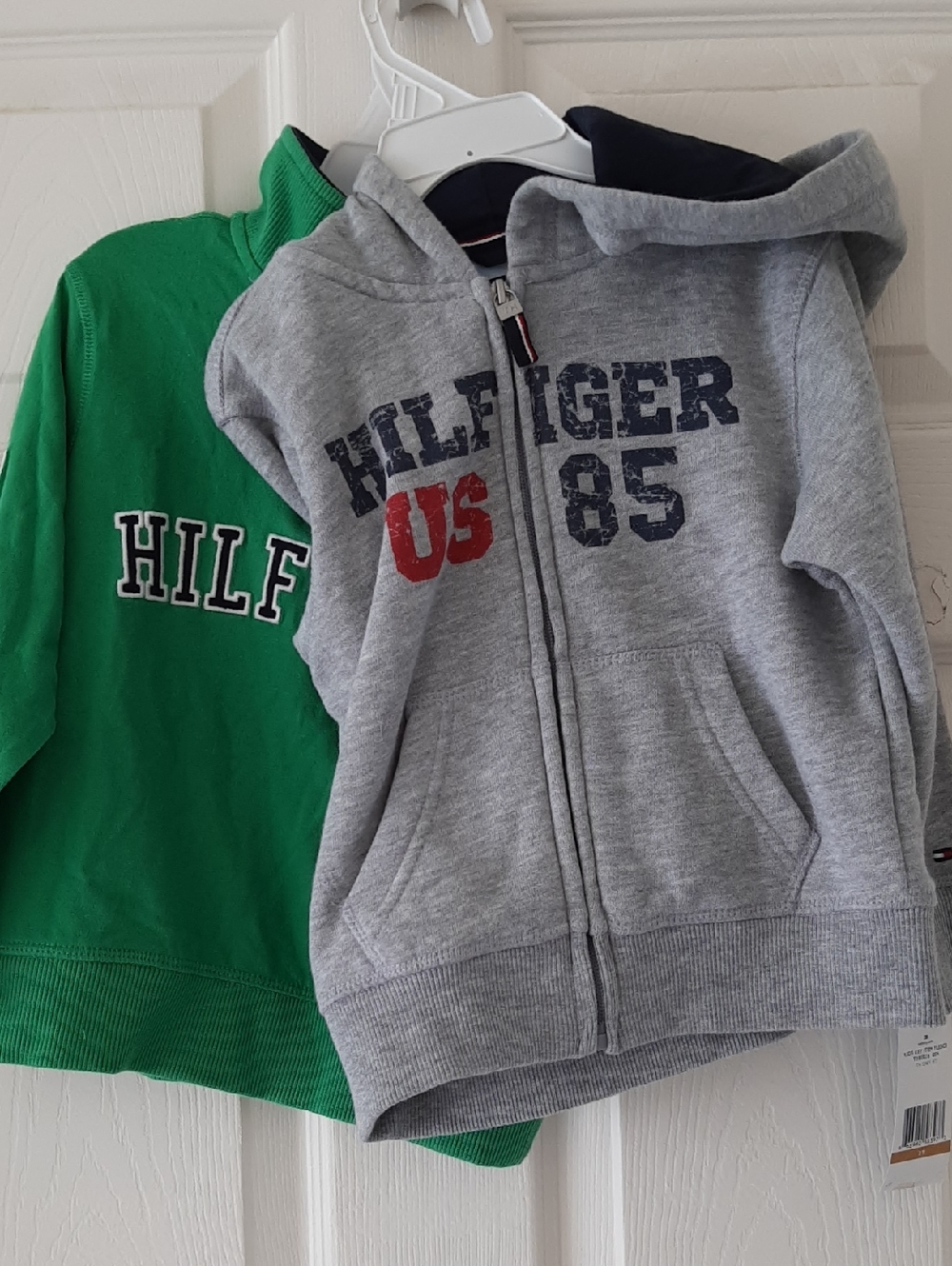 Tommy Hilfiger 3T Gray Zip Hoodie and Green 1/4 Zip Pullover